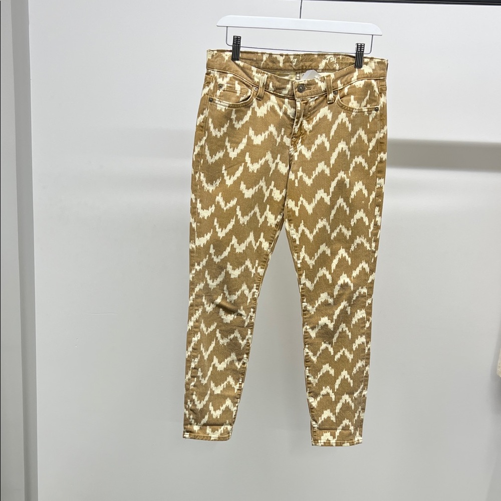 7 For All Mankind Tan Patterned Ankle Jeans